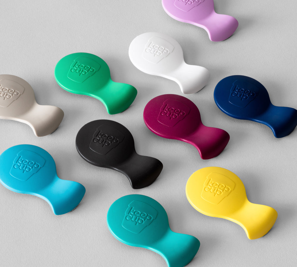 Flatlay of multicolor KeepCup plugs