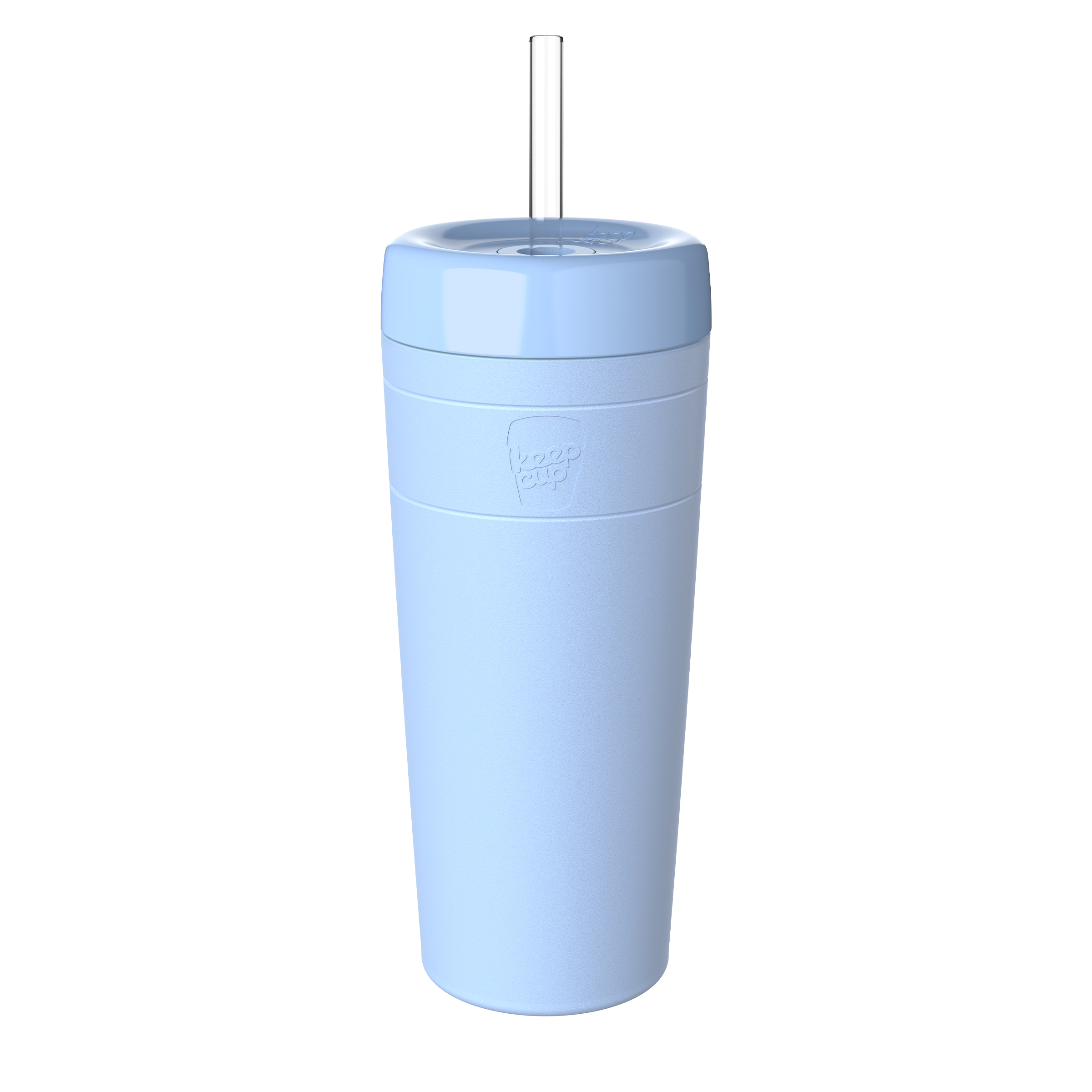 KeepCup Commuter Cold Cup XL 20oz in Orchid, a reusable cup with matching lid and clear straw, shown at a slight angle against a white background.