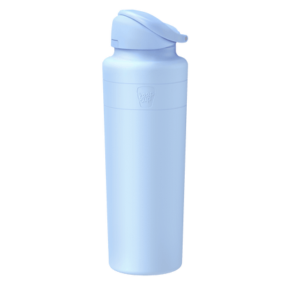 KeepCup Ora Bottle 32oz in Orchid, a light blue reusable water bottle with flip-top lid, shown at a slight angle against a white background.