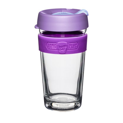 KeepCup Longplay Cold Cup – Bicchiere a doppia parete in vetro con coperchio e cannuccia, 454 ml, colore nuvola KeepCup Longplay Cold Cup – Bicchiere a doppia parete in vetro con coperchio e cannuccia, 454 ml, colore nuvola